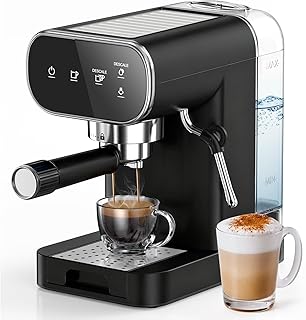Espresso Machine 20 Bar, Home Espresso Maker with Touchscreen & Steam Milk Frother, Fast Heat-Up Coffee Machine with 48oz Removable Tank for Cappuccino, Latte, Americano, Black