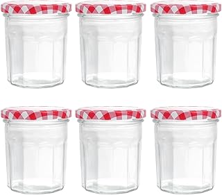 Glass Honey Storage Bottles 380ml and Jam Jars 250ml Set of 6 Airtight Glass Food Preservation Containers for Kitchen Pantry Organization