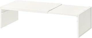 Expandable Kitchen Counter And Cabinet Shelf – White ABS | Extendable Tiered Cupboard Storage | Space-Saving Pantry Rack For Sinks Shoe Cabinets Wardrobes RVs And Indoor Plant Stands