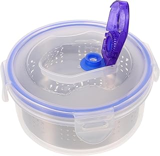 VALICLUD Stainless Steel Drainer Fruit Container for Fridge, Small Airtight Fresh-keeping Box with Basket, Refrigerator Produce Saver for Kitchen and Home Storage