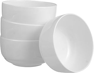 VICASKY 5 Inch Ceramic Rice Bowls Set of 4, White Porcelain Ramen and Soup Bowls, Microwave and Dishwasher Safe, Home Dining and Asian Cuisine Serving