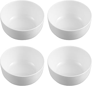 Healifty 5 Inch Ceramic Rice Bowl Soup Bowl Set 4pcs Kitchen Dinnerware for Home Cooking and Ramen Serving