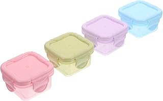4pcs Portable Chilled Food Storage Boxes with Lid, 6cm Sealed Dispenser Containers for Snack Preservation, Multi-functional Meal Prep Boxes in Pastel Colors for Travel and Outdoor
