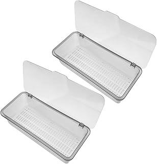 TIDTALEO Chopstick Container and Cutlery Tray 2pcs Gray Kitchen Flatware Organizer with Lid Drainage Extended Tableware Rack for Drawer Storage