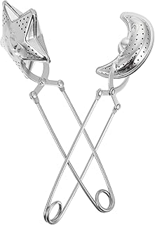 DECHOUS Stainless Steel Tea Strainer Set 2pcs Moon Star Shaped Herbal Tea Infusers with Long Handle for Loose Leaf Brewing
