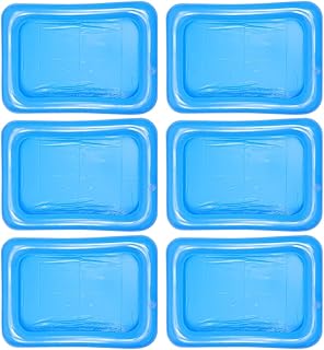 6pcs Inflatable Serving Trays Ice Food Server PVC Cooler Blue 60x45cm Party Tabletop Platter for Outdoor Picnic and Buffet
