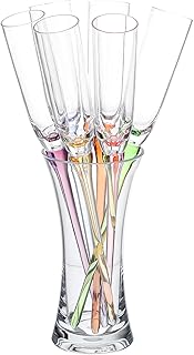 Acrylic Colorful Sparkling Wine Flutes Set of 6 Base 120ml Stemmed Bubble Cocktail Glasses for Party Beach Wedding Wine Glasses