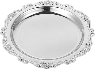 Vintage Decorative Serving Tray - Small Metal Jewelry Dish - 6-inch Metal Jewelry Display Tray - Ornate Snack Appetizer Platter - Round Party Food Display Plate - Vanity Tabletop Organizer