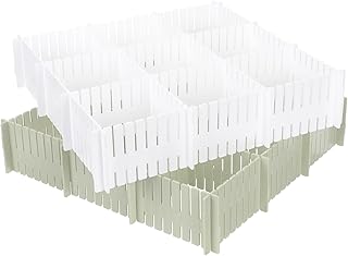 Drawer Dividers Organizer 16pcs Set Plastic Drawer Classification Boards 32.4cm X 7cm Free Combination Storage for Clothing and Home Organization Nordic Green White Colors