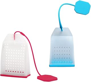 DECHOUS Reusable Silicone Tea Infuser Tea Strainer Silicone Diffuser for Loose Leaf Home Kitchen Supplies 2pcs Set with Red and Blue