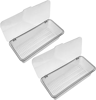SAFIGLE 2pcs Kitchen Utensil Drying Rack with Lid, Chopstick Basket and Cutlery Holder, Gray Extended Flatware Organizer for Drawer Storage in Home Kitchen