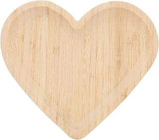 SAFIGLE Heart Shaped Wooden Serving Tray 30x30x2cm Large Wood Platter for Snacks Bread Cake Dessert Fruit Plate Household Dining Accessory for Tea Party and Home Use