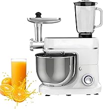 Food Processor 1500W Professional Food Processor Mixer with 3-In-1 Stand Mixer, Meat Grinder, Blender, adjustable 6+P velocity adjustment, Large Bowl for Home