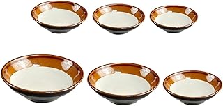 HOMSFOU 5pcs Vintage Rustic Ceramic Steamed Egg Bowls and Soup Bowls Set, Traditional Clay Stew and Poached Egg Tableware for Home Kitchen and Hot Pot Dining