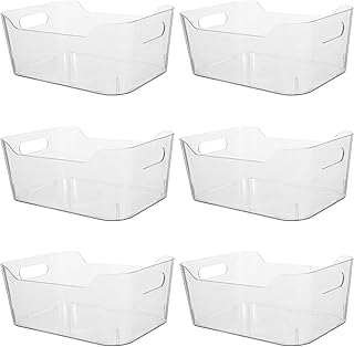 6pcs Plastic Storage Bins | Fridge Organizers | 9.84" Household Storage Container For Vanity, Undersink | Pull Out Under Sink Organizer