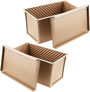 2pcs 450-gram Loaf Pan with Lid Carbon Steel Bread Mold Non-stick Baking Pan for Oven Toast Baking Set