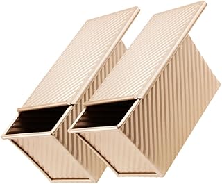 VICASKY 2pcs 450ml Nonstick Carbon Steel Loaf Pan with Sliding Lid Bread Mold for Oven Baking Metal Bread Making Tool for Homemade Toast