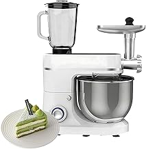 Meat Grinder 1500W Stand Mixer with Meat Grinder and Blender Attachment, adjustable 6+P velocity adjustment, Large Stainless Steel Bowl for Bread, Cake, Blending and Dough Mixing
