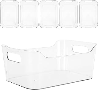 6pcs Refrigerator Organizer Bins: Clear Plastic Storage Containers with Easy Grip Handles for Pantry, Kitchen Cabinets & Countertops