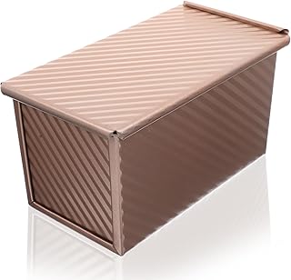 VICASKY Carbon Steel Toast Bread Loaf Pan with Lid, Non-stick Corrugated Baking Mold for Sourdough and Sandwich Bread, Kitchen Bakeware for Home Use