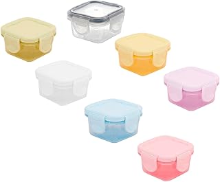 7pcs Mini Portable Condiment Containers 60ml Mixed Colors Food Storage Boxes Leakproof Sauce Cups for Meal Prep Travel and Pet Food Random Color