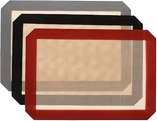 3pcs Silicone Baking Mats Non-stick Oven Liner with Fiberglass, 30x21cm, Macaron Colors Red, Dark Gray Black, Food-grade Kitchen Baking Pads for Cookie and Dough Rolling Use