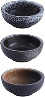 HOMSFOU 3pcs 360ml Japanese Style Ceramic Soup Bowls Noodle Bowls Thick Rim Kitchen Dining Tableware Set Random Color