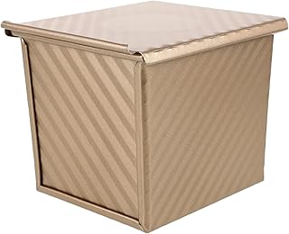 Mini Corrugated Carbon Steel Bread Loaf Pan with Lid, 200g Small Sandwich Toast Mold for Oven Baking, Nonstick Mini Loaf Tin Mold for Home Kitchen Use