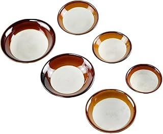 Vintage Earthenware Steaming Bowls Set 5pcs, Poached Egg and Stew Bowls, Rustic Pottery for Hot Pot and Dining, Sturdy Ceramic for Restaurant and Home Use