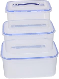 Large Capacity Food Storage Containers Set 3pcs (2400ml, 3800ml, 5800ml) with Airtight Lids and Handles, Plastic Kitchen Pantry Grain, Bean, and Dry Food Organizer Boxes