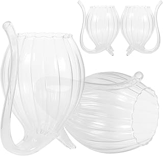 Milisten Creative Heat-resistant Glass Wine and Juice Drinking Cups 300ml Set of 4 Curved Spout Vampire Style Cocktail Beverage Glasses for Home and Party