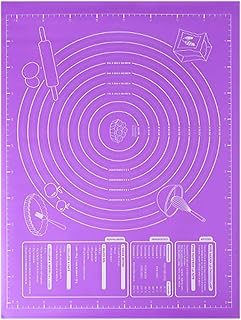 Milisten Silicone Baking Mat Dough Rolling Pad with Measurement, Thickened Non-stick Pastry Mat 60x46cm, Purple, Food-grade Silicone for Bread, Pizza, Fondant, and Cookie Baking