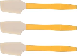 DOITOOL 8pcs Yellow Silicone Jar Scrapers Small Spatula Silicone Mini Bowl Scraper Soft Cream Spatula Set for Baking Cooking and Jam Mixing