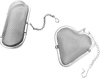 DOITOOL Stainless Steel Tea Infuser Balls 2pcs Set Heart Oval Shape Spice Strainers Mesh Filter Basket for Loose Leaf Tea and Seasoning in Kitchen
