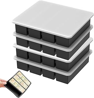 Silicone Freezer Tray 17.5x14.5x3.7cm, Leakproof 4-Piece Storage Container, Dishwasher Safe Food Molds for Soup, Juice, Sauce, Broth, Leftovers