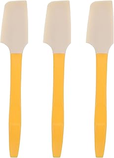 8pcs Small Yellow Silicone Spatulas Cream Scraper Jar Spatula Set Heat Resistant Kitchen Baking Tools for Mixing and Spreading