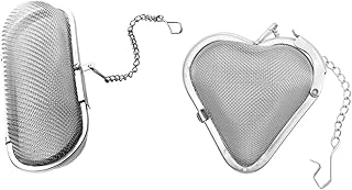 Stainless Steel Spice Ball Tea Infuser Set 2pcs (heart Oval) Fine Mesh Seasoning Filter for Brewing Loose Leaf Tea and Mulling Spices