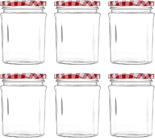 Sealed Glass Honey Bottles round Jam Jars 380ml, 6pcs Set Food Storage Containers with Lids for Pantry Organization and Food Preservation