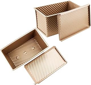 Toyvian 2pcs Carbon Steel Loaf Pan with Sliding Lid, Bread Toast Mold Baking Pan Set for Oven Use, Household Bread Baking Tool with Cover for Homemade Toast