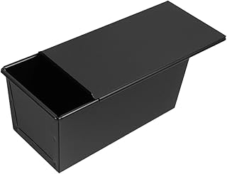 Nonstick Loaf Mold Bread Pan with Sliding Lid 1000g Capacity Black Stainless Iron Bread Toast Oven Baking Pan and Toast Baking