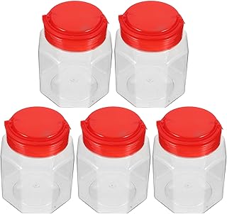 DECHOUS 5pcs 500ml Octagonal Glass Dry Fruit Containers Airtight Food Storage Jars for Nuts Snacks Pantry Organization