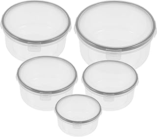 5pcs Airtight Refrigerator Food Containers Set, round Fridge Storage Boxes (2600ml, 1700ml, 1050ml, 700ml, 370ml) for Fresh Vegetable and Fruit Preservation