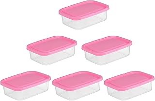 DOITOOL 6pcs 650ml Airtight Food Storage Containers Set, Fruit and Vegetable Organizer Boxes with Sealing Lids, Pink Kitchen Storage for Refrigerator and Meal Prep