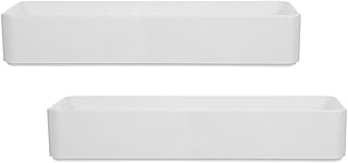 DECHOUS 2pcs Kitchen Drawer Organizer Box with Flatware Tray, White Plastic Cutlery Storage Holder for Utensils and Tableware, Reusable Drawer Organizer for Kitchen Sundries