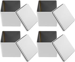 VICASKY Tinplate Food Storage Canisters Set of 4 with Airtight Lids, Small Sealed Jars for Coffee Beans, Tea Leaves, Sugar, Candy, and Spices, Moisture-resistant Kitchen Containers