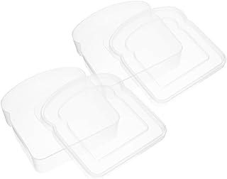 ARTIBETTER 2pcs Sandwich Container Toast-shaped Food Storage Boxes with Lids, Portable Small Bread Containers 13x12.5x3.5cm for Outdoor and Meal Prep