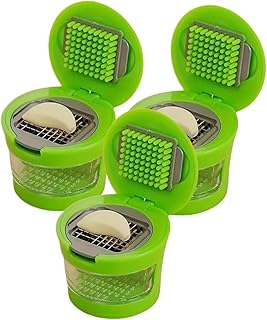 Stainless Steel Garlic Press Easy Manual Portable Vegetable Cutter Kitchen Tool ,Compatible For Home Cooking BBQ(3pcs)