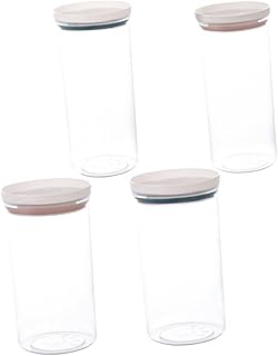 HOMSFOU 4pcs Plastic Food Storage Sealed Canisters Set, Airtight Kitchen Storage Jars with Lids, 550ml 750ml Plastic Containers for Dry Food and Cereal Pantry Organization