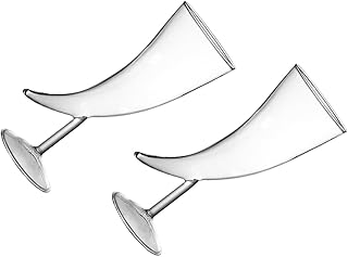 HOMSFOU Creative Moon Shape Cocktail Glasses Set of 2, Horn-inspired Glass Goblets, Glassware for Bar Serving and Entertaining