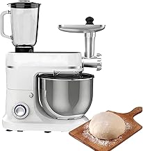 Blending 1500W Multifunctional Kitchen Mixer with Stand Mixer, Blender and Meat Grinder, Dough Hook, Whisk, Beater, adjustable 6+P velocity adjustment, 10L Stainless Steel Bowl